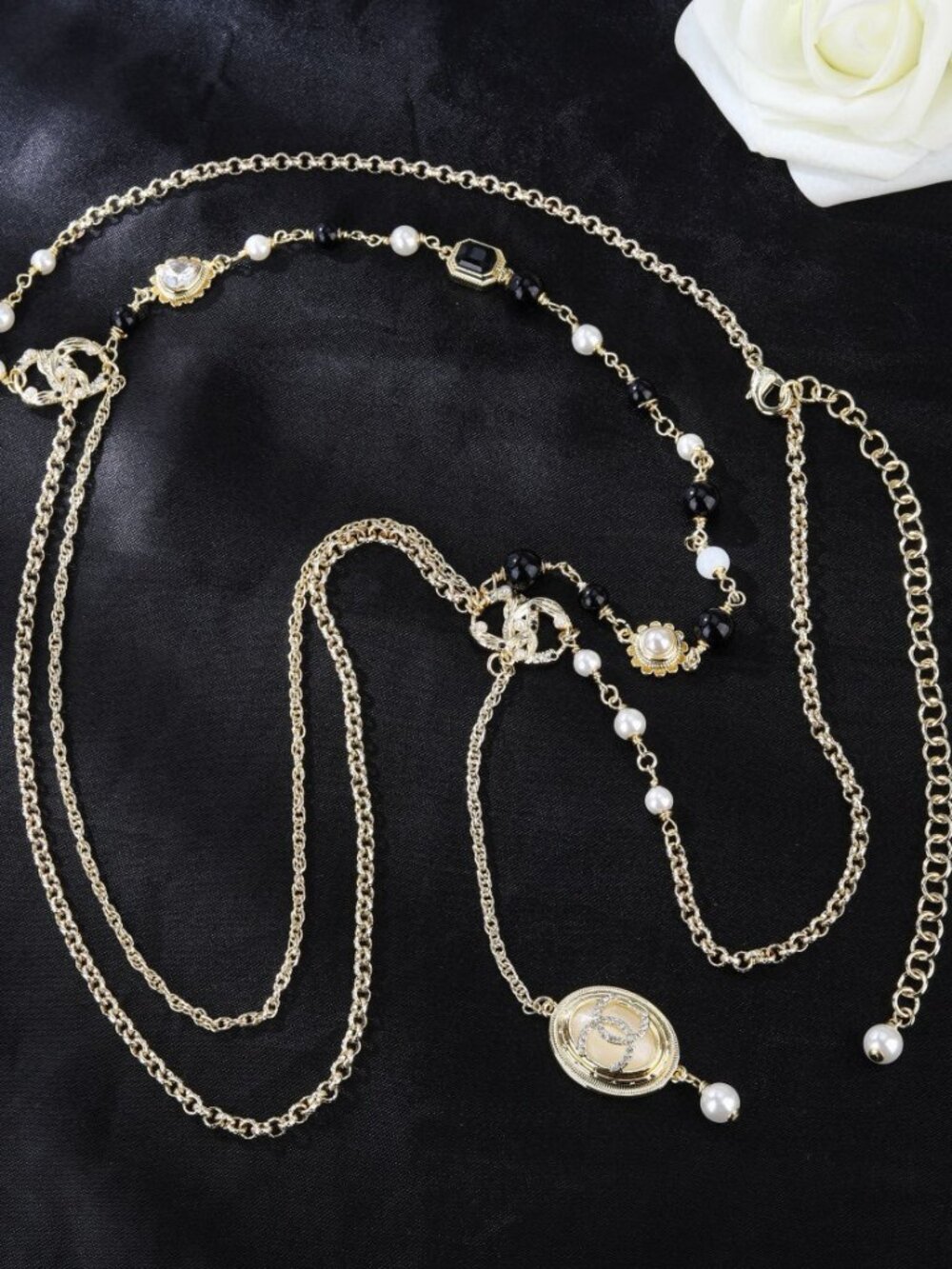 Chanel Multi-Layer Interlocking CC Pendant Necklace